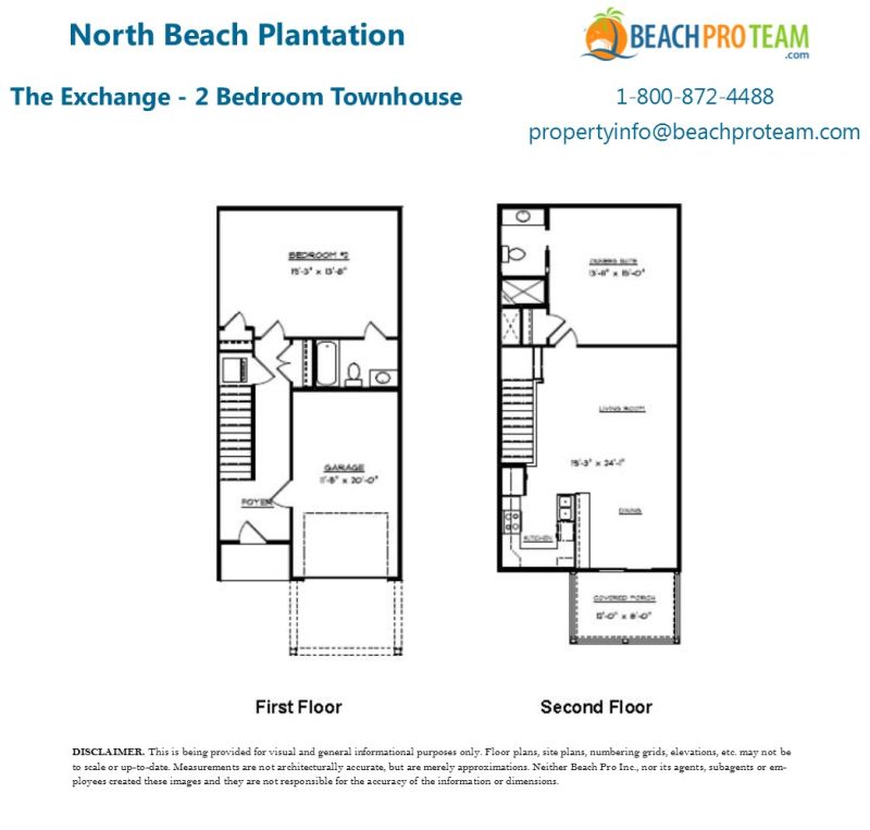 North Beach Plantation Villas The Exchange Floor Plan - 2 Bedroom Townhouse